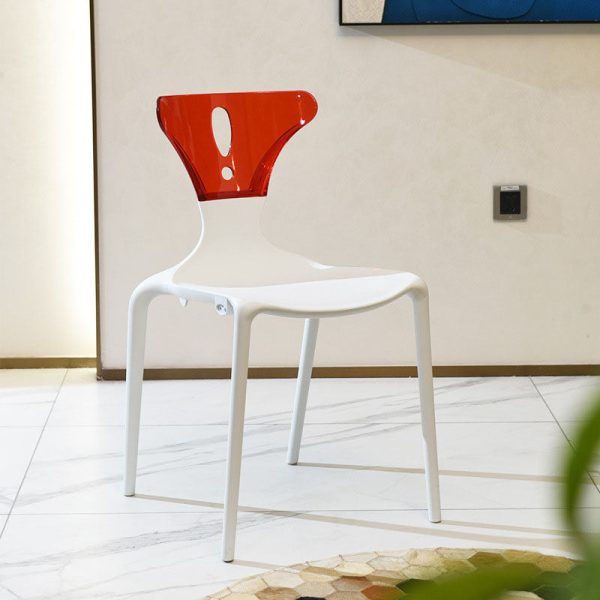 Contemporary Scandinavian PP Square Exclamation Mark Dining Chair Backrest Armrest For Dining Room - Image 10