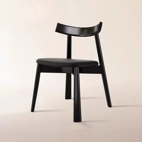 Contemporary Nordic Square Upholstered Curved Leather Wood Dining Chair Backrest For Dining Room - Image 12