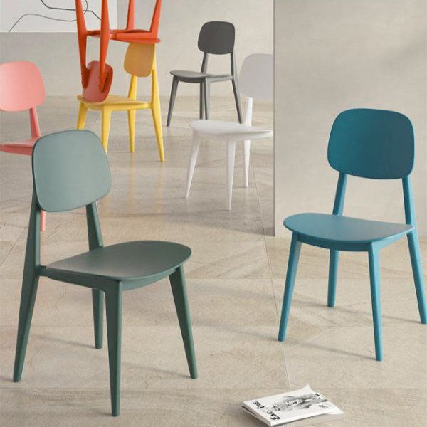 Contemporary Scandinavian Macaron Plastic Square Dining Chair Backrest For Dining Room - Image 15