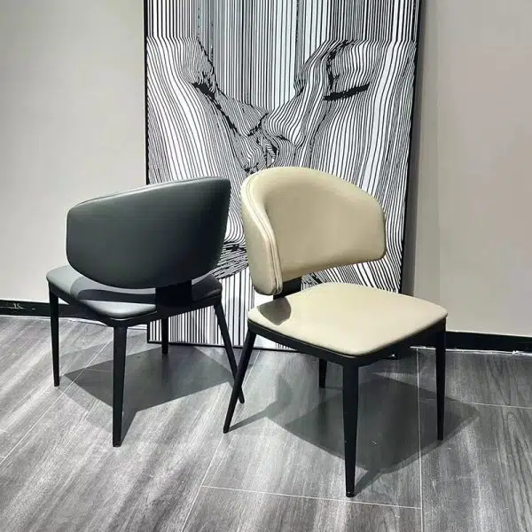 Modern Luxury Square Leather Iron Chair Backrest Armless For Living Room - Image 13