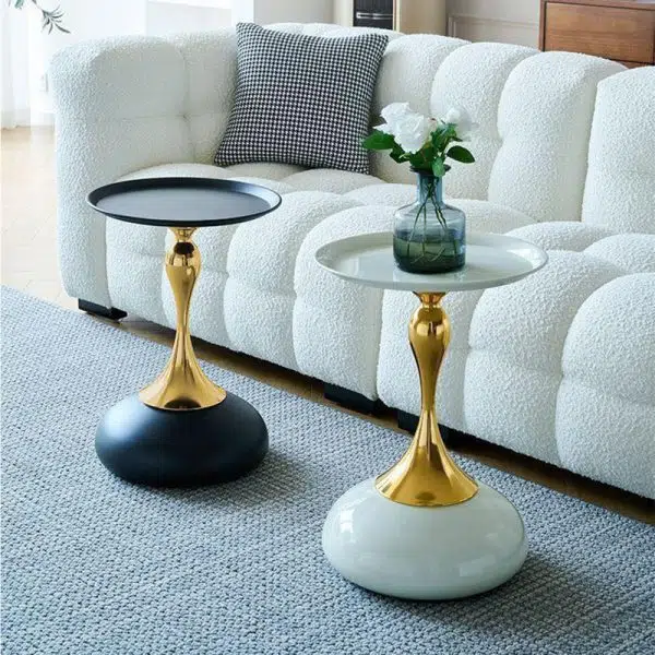 Contemporary Creative Round Steel End Table 1-Tier For Living Room - Image 3