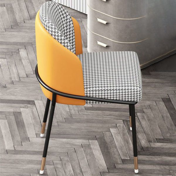 Contemporary Nordic Leather Fabric Iron Sponge Square Wraparound Dining Chair Backrest For Living Room - Image 14