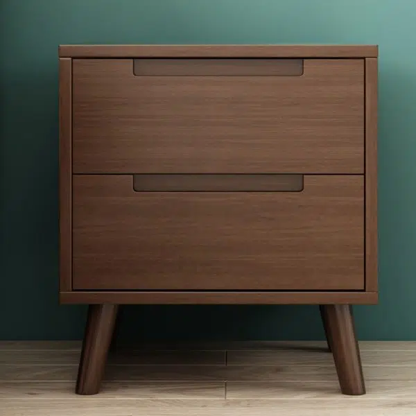 Contemporary Nordic Rectangular Solid Wood Nightstand 1/2 Drawer For Bedroom - Image 13