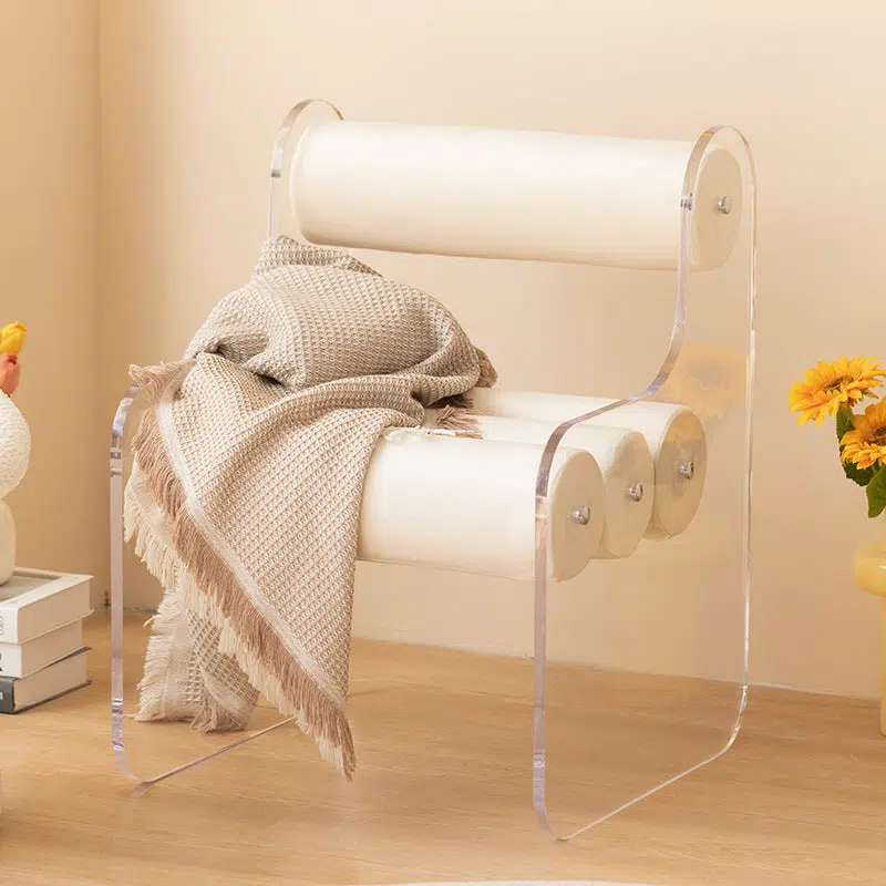 01-5d7844bd-a6cb-4f19-98d7-098374836397.jpg Contemporary Creative Cylinder Acrylic Fabric Chair Backrest Armless For Living Room - Image 1