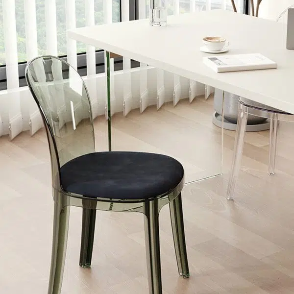 Contemporary Scandinavian Curved Plastic Fabric Chair Backrest Armless For Living Room - Image 13