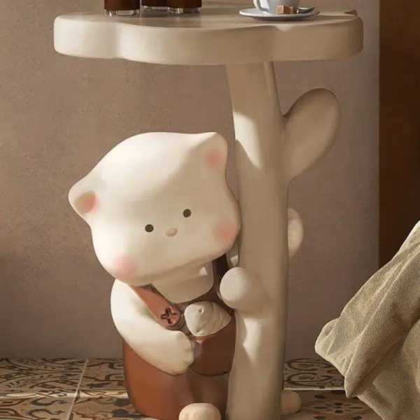 Contemporary Creative Kids Cat Flower Resin End Table 1-Tray For Bedroom - Image 8