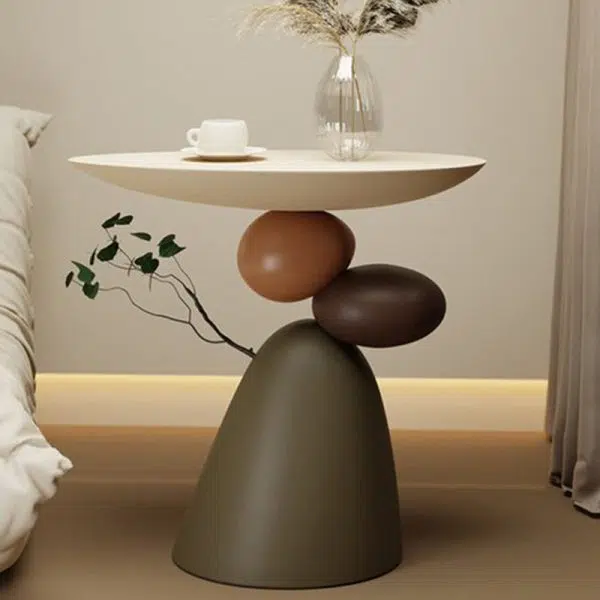 Contemporary Creative Round Elliptical Branch Slab Resin End Table For Bedroom - Image 6