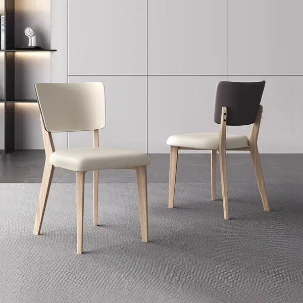 Contemporary Nordic Square Leather Solid Wood Frame Dining Chair Backrest For Dining Room - Image 11