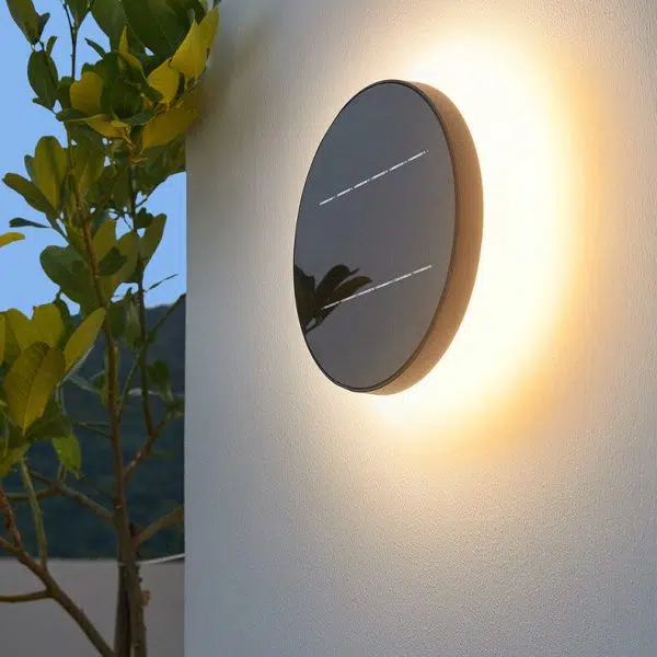 Minimalist Solar Waterproof  Round Disc Design LED Outdoor Wall Sconce Lamp - Image 7