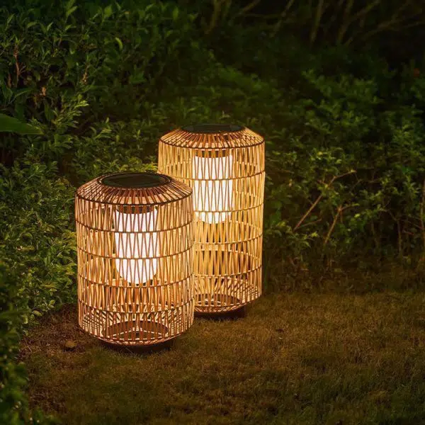 Modern Minimalist Solar Iron Rattan Cage Shaped LED Outdoor Landscape Light For Garden - Image 4