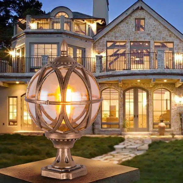 Traditional Colonial Globe Glass Aluminum 1-Light Outdoor Light For Garden - Image 2