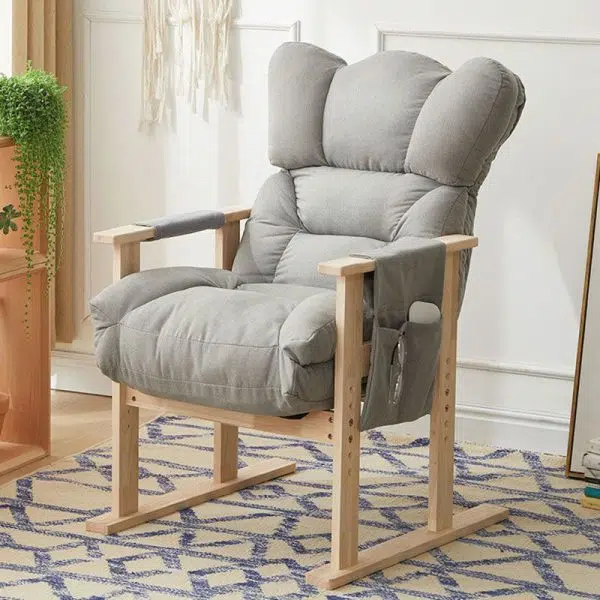 Modern Simplicity Fabric Upholstered Wood Frame Accent Chair Adjustable Backrest Armrest For Home Office - Image 19