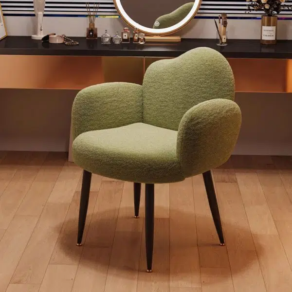 Contemporary Scandinavian Cloud Design Lambswool Vanity Stool Backrest Armrest For Bedroom - Image 10