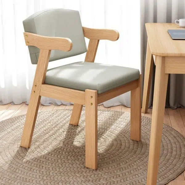 Contemporary Nordic Square Wood Fabric Chair Backrest Armrest For Living Room - Image 3
