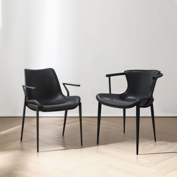 Modern Minimalist Trapezoid Back Saddle Leather Metal Dining Chair Backrest For Dining Room - Image 9