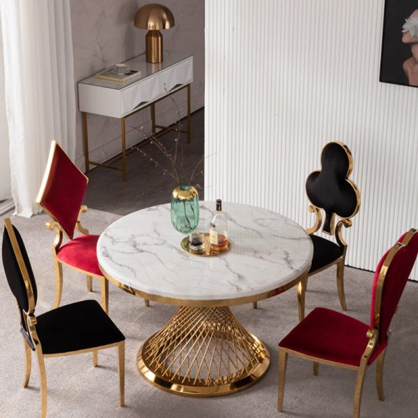 Contemporary Creative Spade Hearts Plum Square Velvet Titanium Dining Chair Backrest For Living Room - Image 2