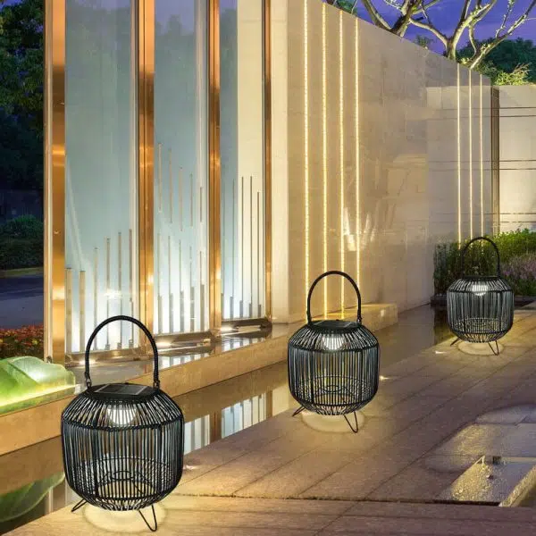 Modern Rattan Weaving Iron Portable Outdoor Waterproof Solar LED Lawn Landscape Light - Image 15