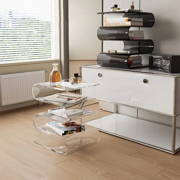 Contemporary Creative Acrylic Curved End Table 5-Tier For Living Room - Image 6
