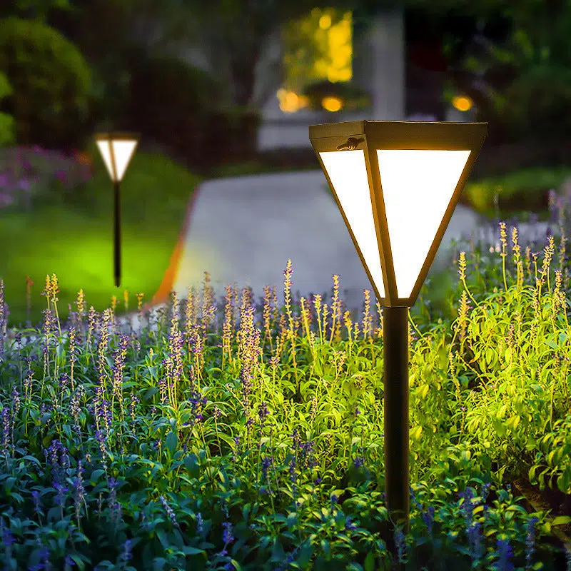 01-a07cfe5c-760e-4d45-b650-d2bf8c946bc0.jpg Modern Minimalist Waterproof Solar Tri-Prism Iron Acrylic Ground Plug LED Landscape Light For Garden - Image 1