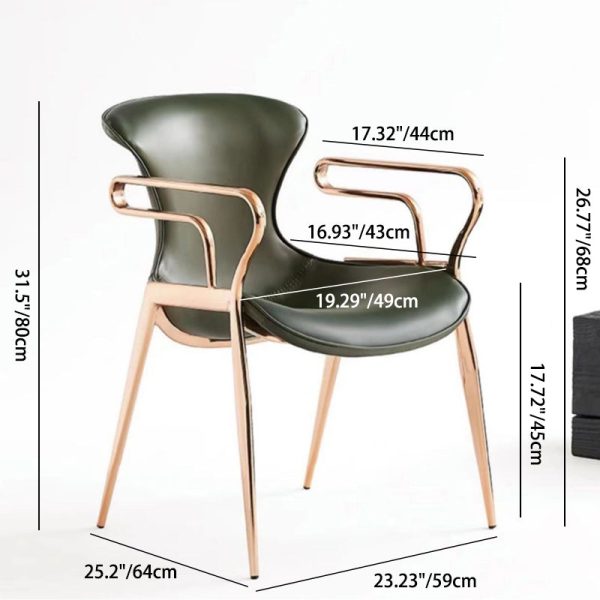 Contemporary Luxury Leather Carbon Steel Frame Dining Chair Backrest Armrest For Dining Room - Image 5
