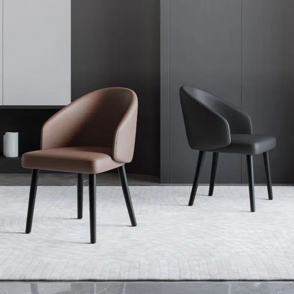 Contemporary Nordic Trapezoid Cushion Saddle Leather Ash Wood Dining Chair Backrest For Dining Room - Image 12