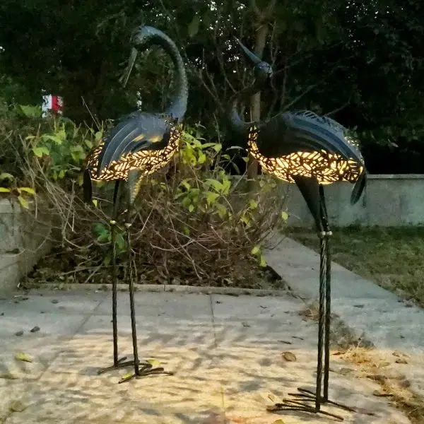 Contemporary Creative Iron Animal Crane LED Solar Waterproof Lawn Landscape Light For Outdoor Patio - Image 2