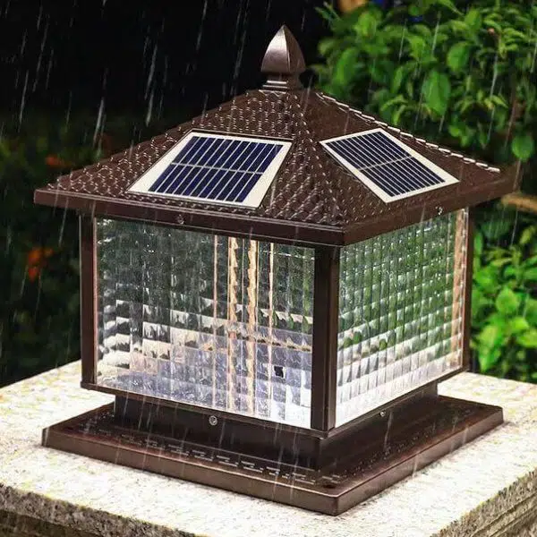 Modern Retro Square Die-Cast Aluminum Glass Solar Outdoor Garden Landscape Column Head Light - Image 2