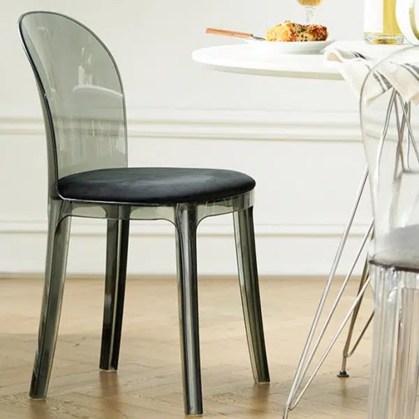 Contemporary Scandinavian Curved Plastic Fabric Chair Backrest Armless For Living Room - Image 9