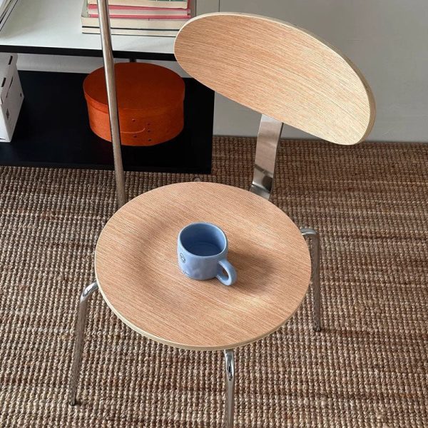 Contemporary Nordic Wood Stainless Steel Round Dining Chair Backrest For Dining Room - Image 8