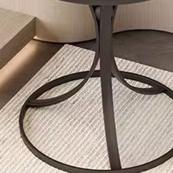 Contemporary Creative Round Rock Slab Iron End Table 1-Tier For Living Room - Image 6