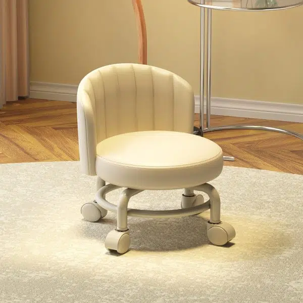 Modern Minimalist Removable Round Curved Corner Leather Iron Chair Backrest Armless For Living Room - Image 2