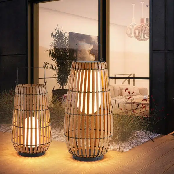 Contemporary Creative Waterproof Solar Cylinder Woven Rattan Iron LED Landscape Lighting Outdoor Light For Garden - Image 13