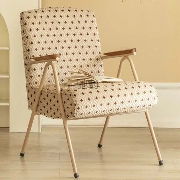 Contemporary Scandinavian Square Cushion Cotton Linen High Resilience Sponge Carbon Steel Accent Chair Backrest Armrest For Living Room - Image 2