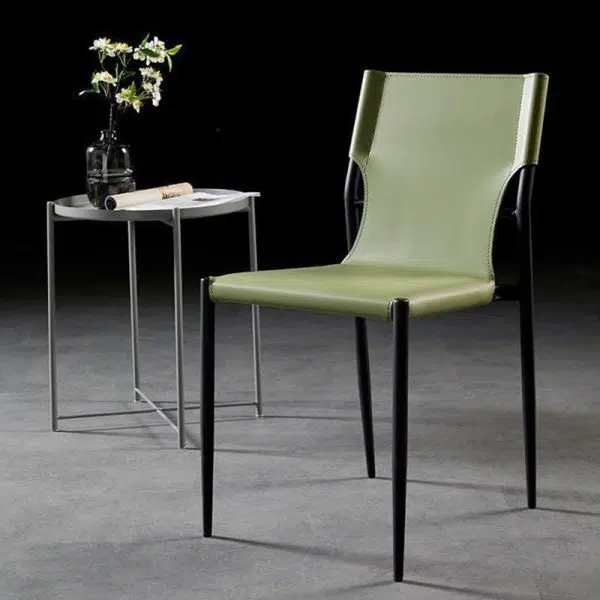 Contemporary Nordic Square Leather Carbon Steel Stackable Dining Chair Backrest For Dining Room - Image 19