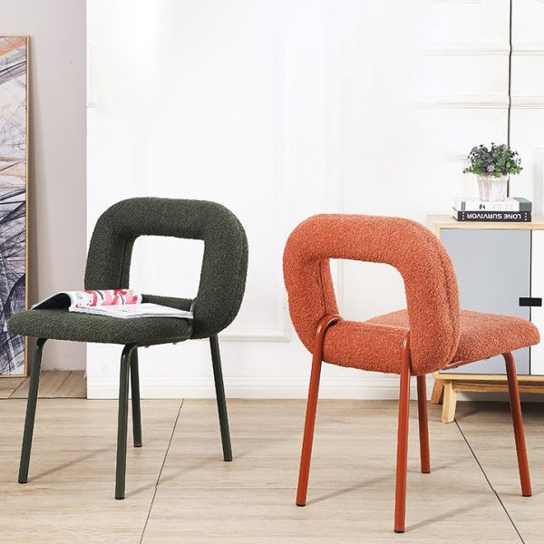Contemporary Scandinavian Lambswool Donut Design Dining Chair Backrest For Dining Room - Image 9