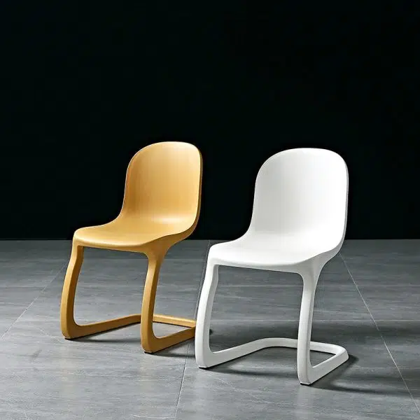Contemporary Scandinavian Bow Frame Plastic Billet Steel Dining Chair Backrest For Dining Room - Image 13