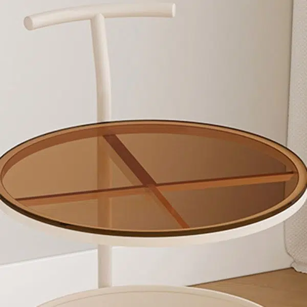 Contemporary Luxury Round Stainless Steel Glass End Table 2-Tier For Living Room - Image 5