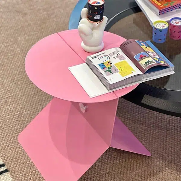 Contemporary Creative Round Square Metal End Table 1-Tier For Living Room - Image 10