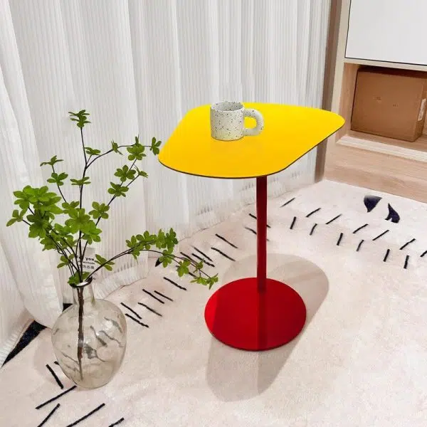 Contemporary Creative Irregular Geometric Round Iron End Table For Living Room - Image 3