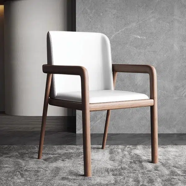 Traditional Chinese Square Ash Wood High Resilience Sponge PU Leather Dining Chair Backrest Armrest For Dining Room - Image 10