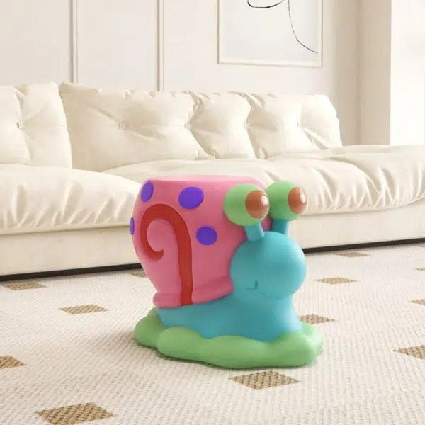 Contemporary Creative Cartoon Snail Design Resin Low Stool For Living Room - Image 2