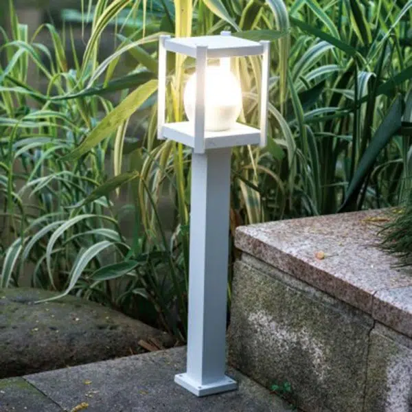 Outdoor Waterproof White Square Cage LED Patio Lawn Landscape Light