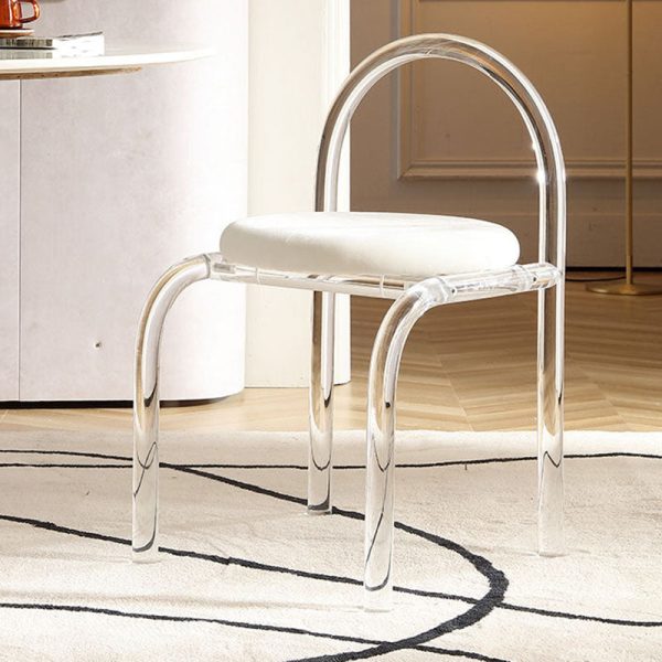 Contemporary Nordic Acrylic Velvet Sponge Round Arched Dining Chair Backrest For Dining Room - Image 15