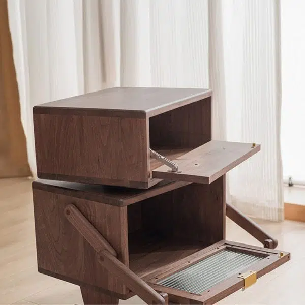 Contemporary Creative Kids Robot Rectangular Cubic Wood Nightstand Swivel 2-Cabinet For Bedroom - Image 5