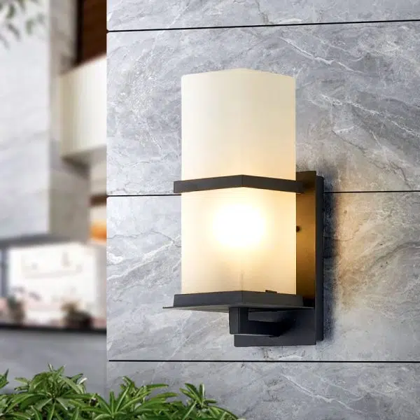 Industrial Outdoor Waterproof Column Frosted Glass Shade 1-Light Wall Sconce Lamp - Image 10