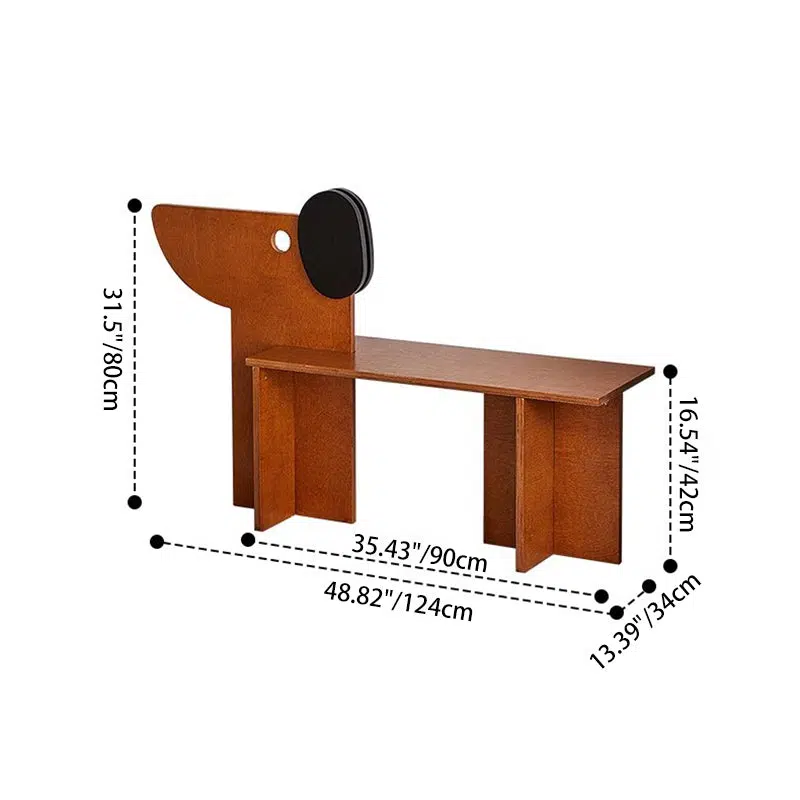 01-faada0f4-dba8-4e6c-825b-3545b0ad9856.jpg Contemporary Creative Dog Rectangular Wood Chair Backless Armless For Bedroom - Image 4
