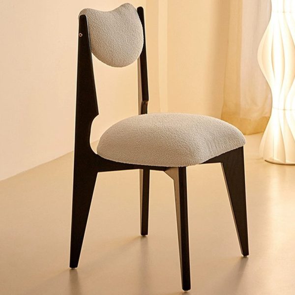 Contemporary Nordic Ash Wood Velvet Metal Sponge Square Crescent Dining Chair Backrest Armless For Dining Room - Image 2