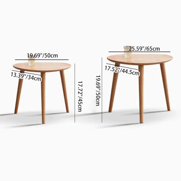 Contemporary Japanese Oval Wood Side Table 1-Tier For Living Room - Image 4