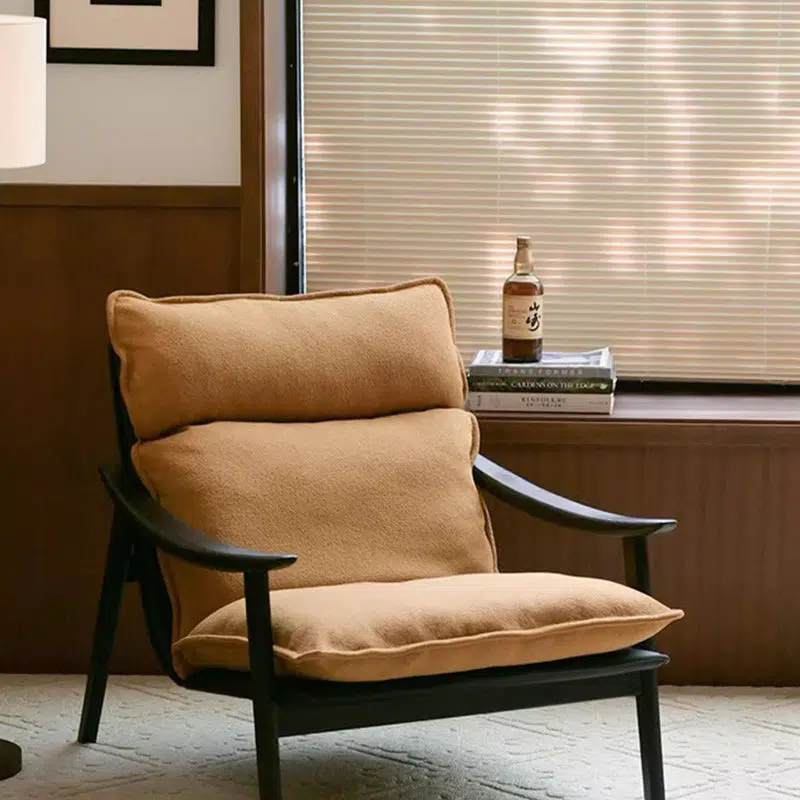 010-485e4266-a9cc-4e2f-ba67-b86f5727f5de.jpg Contemporary Retro Rectangular Curved Upholstered Wood Lambswool Fabric Accent Chair Backrest Armrest For Living Room - Image 1