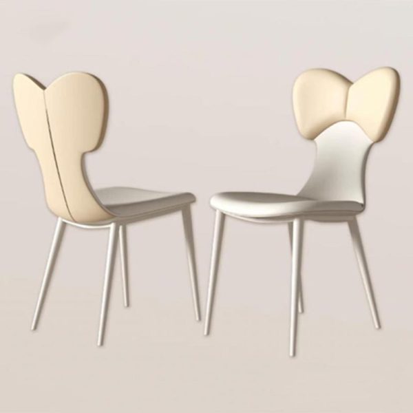 Contemporary Nordic Leather Steel Square Bow Tie Dining Chair Backrest For Dining Room - Image 17